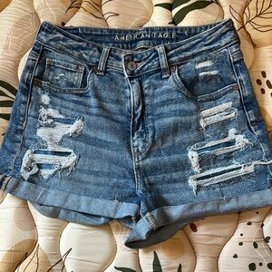 American Eagle Outfitters Blue Distressed Jean Mom Shorts